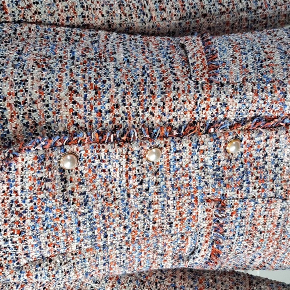 Draper's & Damon's Tweed Pearl Buttons Fun Colorful Chic Dressy Jacket Blazer - Picture 4 of 12